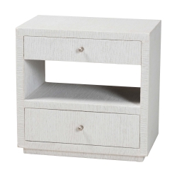 bali & pari Kai Grasscloth End Table - 2-Drawer Accent Table or Nightstand with Open Shelf, Handwoven Decor for Bedroom or Living Room
